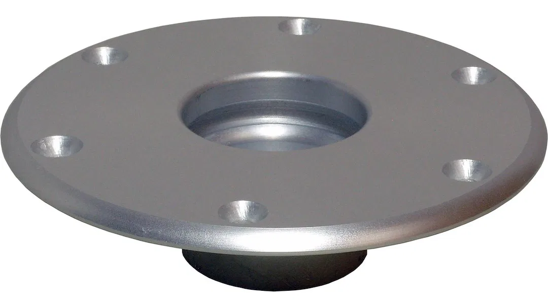 1660017 – SPRINGFIELD Boat Seat Pedestal Base Plate, Round 7 Inch Diameter Non-Threaded Anodized Aluminum ABYC Class ...